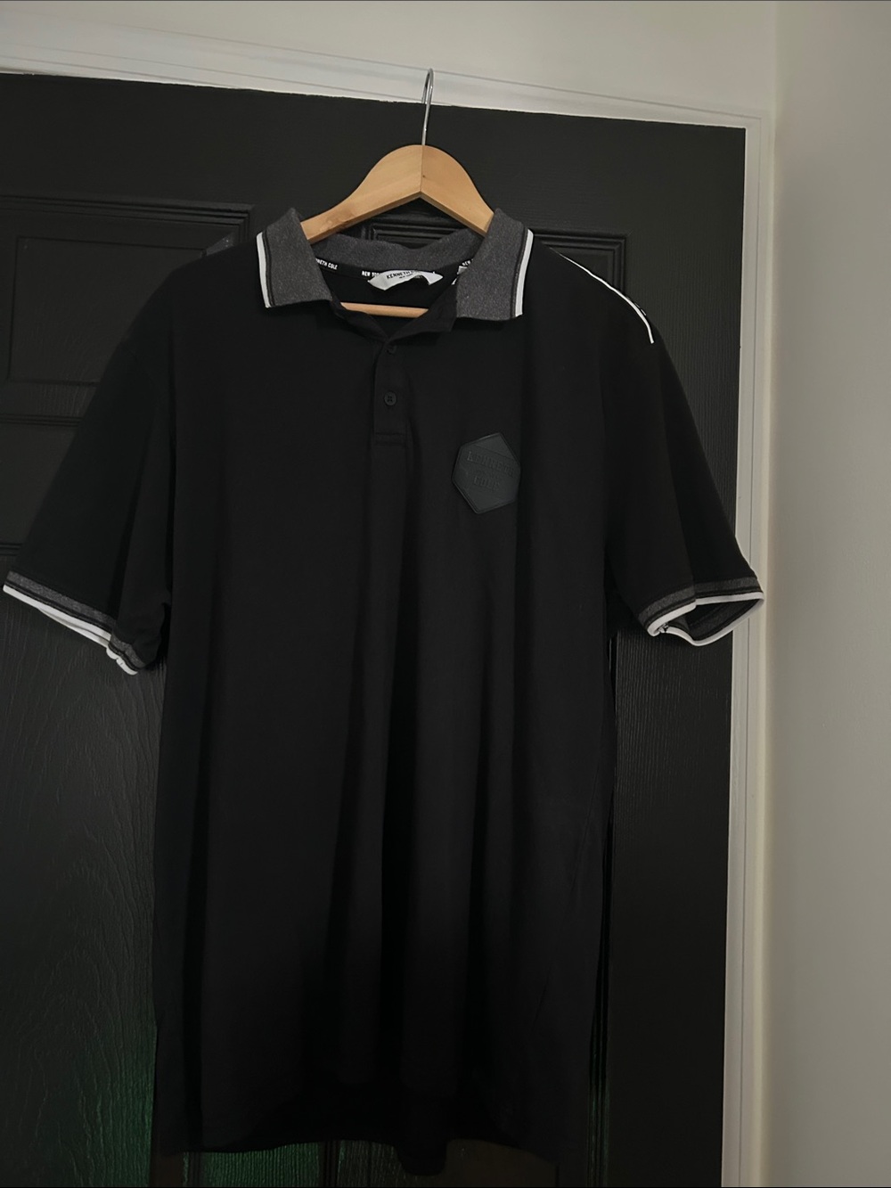 Kenneth Cole Black Polo with Gray & White Trim